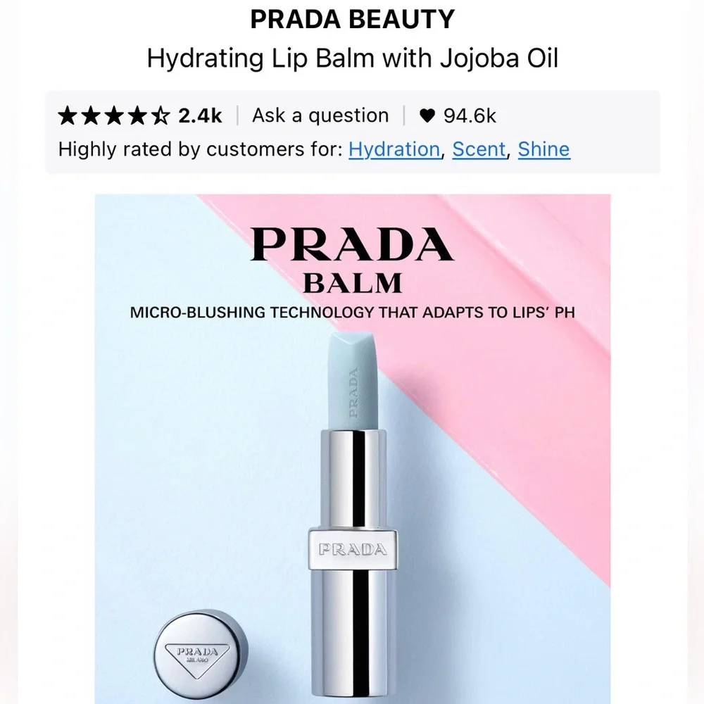 Prada Color Changing Balm (U001 Astral Pink) Ph Reactive Lip Blushing Care